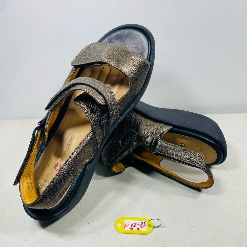 Clarks Artisan Unstructured Un Harvest  Comfort Sandal Chunky Heel Sz 11W